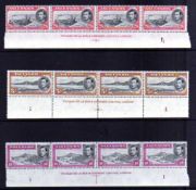 ASCENSION: 1938-53 PLATE/IMPRINT STRIPS OF FOUR, PERF 13, ELEVEN VALUES TO 10/-,