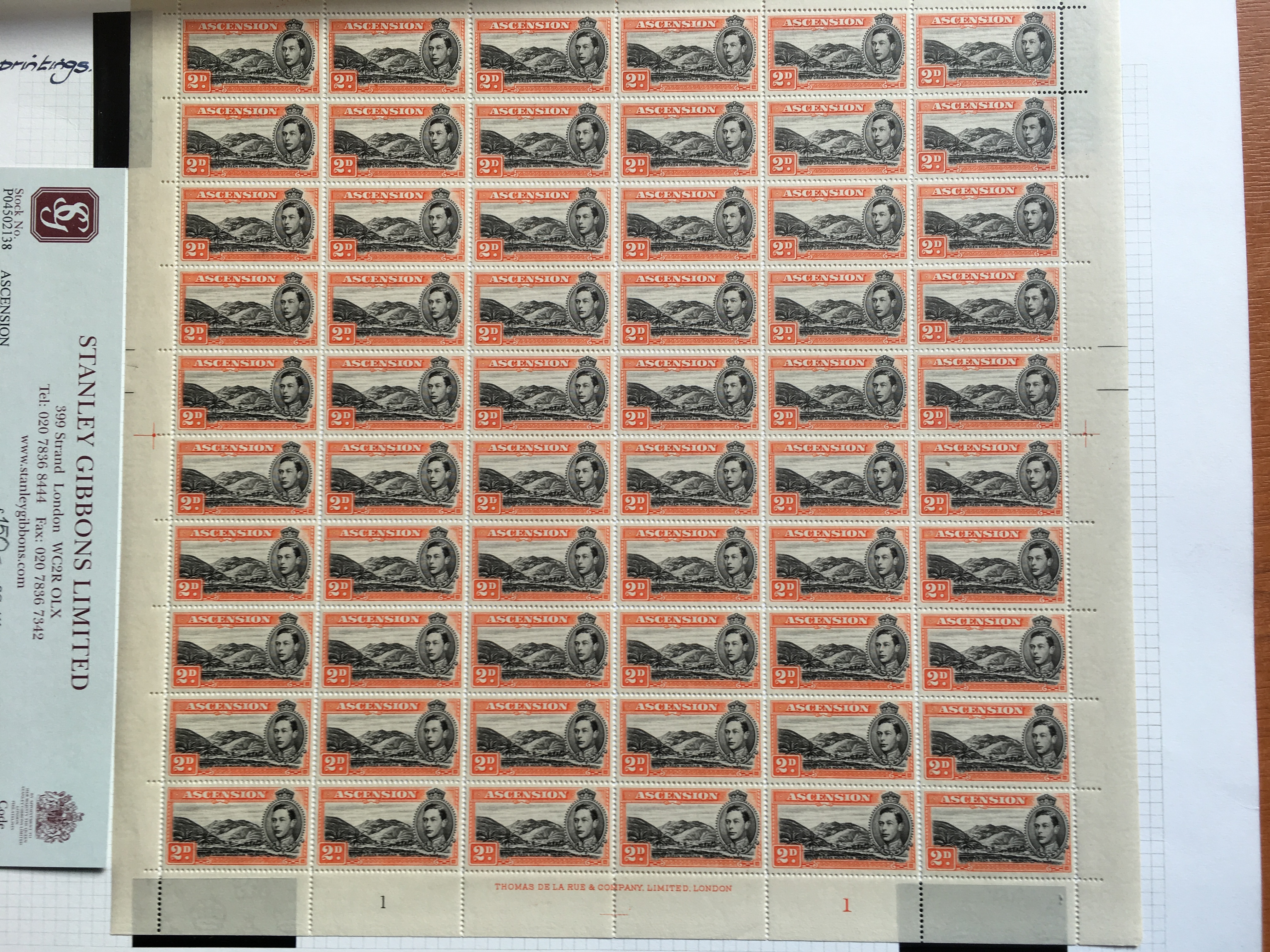 ASCENSION: 1938-53 COMPLETE SHEETS OF 60 COMPRISING ½d PERF 13½ (2, - Image 6 of 10