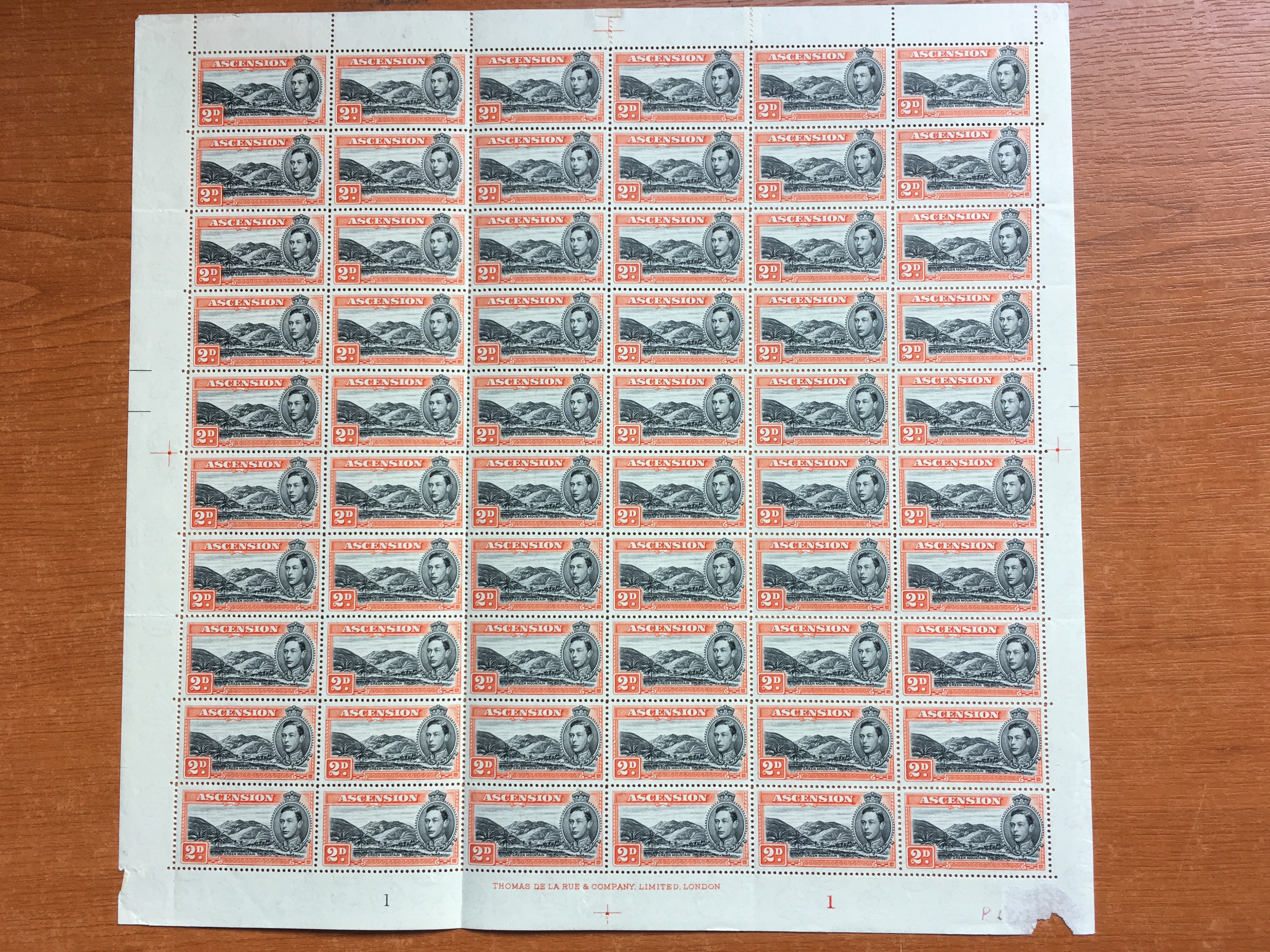 ASCENSION: 1938-53 COMPLETE SHEETS OF 60 COMPRISING ½d PERF 13½ (2, - Image 2 of 10
