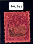 St HELENA: 1922-37 £1 FINE CDS USED, 2005 BPA CERT, SG 96.