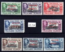 FALKLAND ISLANDS DEPS: SOUTH SHETLANDS 1944-5 SET PERF SPECIMEN PART OG, THE GUM A LITTLE PATCHY.