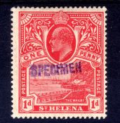 St HELENA: 1911 1d RED PREPARED FOR USE BUT NOT ISSUED OG OPT LOCAL SPECIMEN HANDSTAMP IN VIOLET