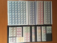 FALKLAND ISLANDS DEPS: 1948-9 THIN MAP MNH SELECTION OF POSITIONAL, PLATE AND IMPRINT BLOCKS,