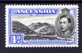ASCENSION: 1938-53 4d 'MOUNTAINEER' FLAW MNH, SG 42da. VERY SCARCE.
