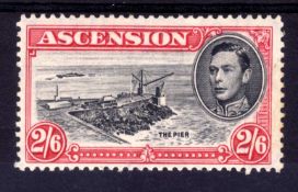 ASCENSION: 1938-53 2/6 PERF 13 'DAVIT' FLAW OG, FEW TONED PERFS. SG 45ca.
