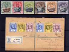 St HELENA: 1903 SET CDS USED, 1912 REGISTERED COVER BEARING 2½d, 4d & 6d (2 OF EACH).