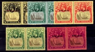 St HELENA: 1922-37 MCA SET OF FIVE EACH IN OG PAIRS OPT SPECIMEN, VERY SCARCE IN MULTIPLES.