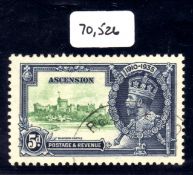 ASCENSION: 1935 SILVER JUBILEE 5d 'KITE AND HORIZONTAL LOG' VARIETY USED WITH 2007 BPA CERT.