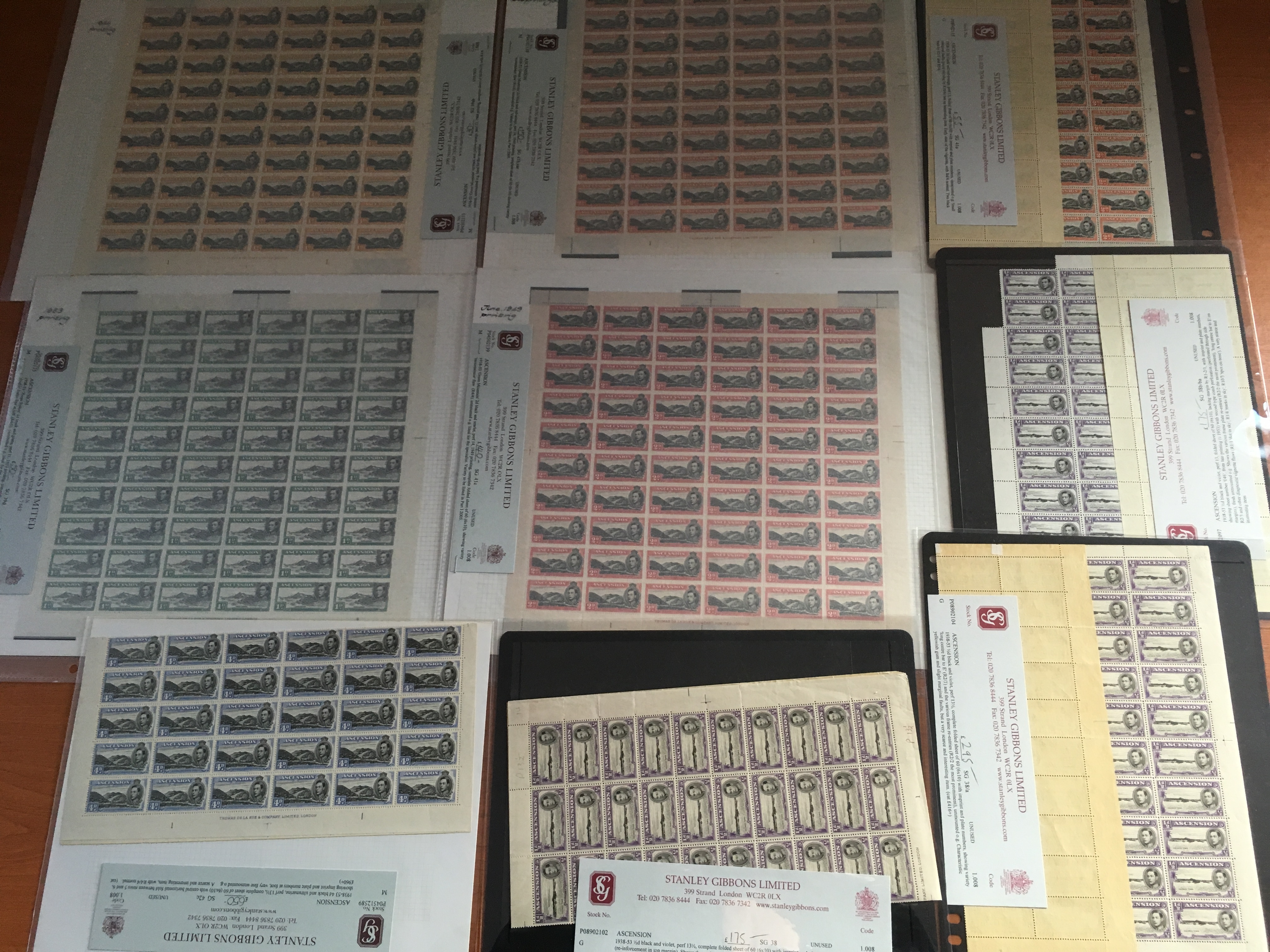 ASCENSION: 1938-53 COMPLETE SHEETS OF 60 COMPRISING ½d PERF 13½ (2,