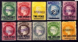 St HELENA: c1893 PRESENTATION SET OF TEN TO 5/- OG OR PART OG, ALL OPT.