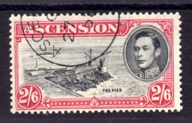 ASCENSION: 1938-53 2/6 PERF 13½ 'DAVIT' FLAW CDS USED, SG 45b.