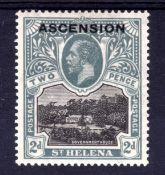 ASCENSION: 1922 2d LINE THROUGH 'P' OF 'POSTAGE' OG, SG 4a.