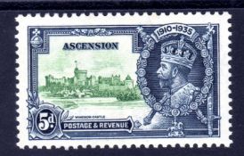 ASCENSION: 1935 SILVER JUBILEE 5d 'KITE AND HORIZONTAL LOG' VARIETY OG, SG 33L.