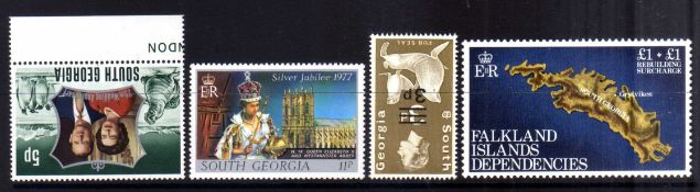 SOUTH GEORGIA: 1972-82 MNH WATERMARK VARIETIES COMPRISING 1972 WEDDING 5p INVERTED,