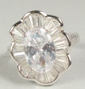 A silver cubic zirconia dress ring, size L, in a box.