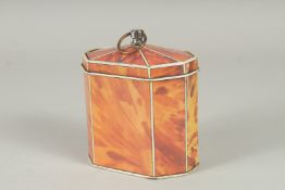 A REGENCY DESIGN FAUX TIN TORTOISESHELL TEA CADDY. 184.