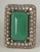 A large silver gilt chalcedony dress ring, size 0, in a box.