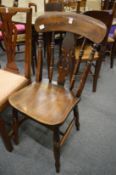 Victorian beech and elm splat back kitchen chair.