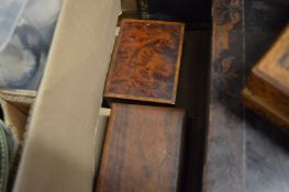 A collection of wooden boxes.