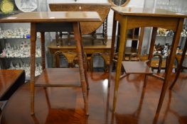 Two mahogany two-tier occasional tables.