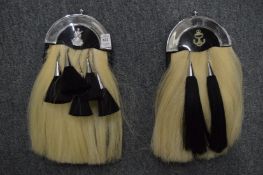 Two sporrans manufactured by R G Lawrie 1967 & 1968.