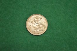 A George V half sovereign, 1911.