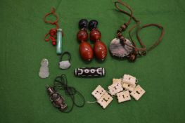 A Chinese Zi bead and other items.