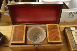 A good George III yew wood dome top tea caddy with fitted interior.
