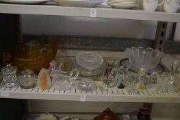 A shelf of glassware.