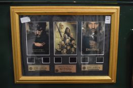 A group of Lord of the Rings film cells, framed and glazed.