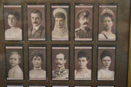 A collection of Wills's cigarette cards depicting Royalty mounted in a pair of double sided frames.