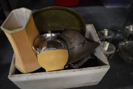 Six branch chandelier and a box of miscellaneous effects.