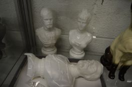 Unusual opaque glass figural scent bottles (faults).