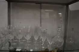 Drinking glasses and decanters.