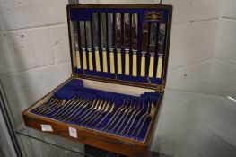 Plated canteen of cutlery.