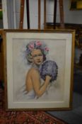 J D Van Laulaert, A young beauty, colour lithograph.