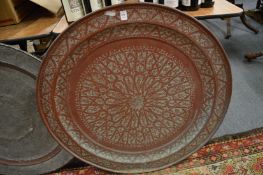 A large Eastern copper tray/table top.