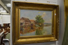 Maaike Adriana Barthelemy-Kronenberg, A flooded farm, oil on canvas.