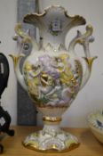 Decorative twin handled vase.