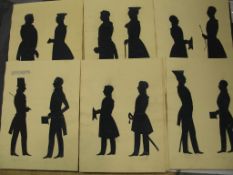[NAVY INTEREST] collection of silhouettes, 2 per page (13 x 10 inches sheet size) unframed, pencil