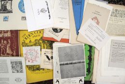 Private Press Ephemera. Lists, proof pages and prospectuses from Golden Cockerel, Nonesuch, Pear