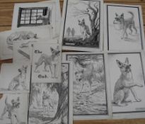 NEAVE PARKER, artist & illustrator: coll'n of 18 b/w. scraperboard illustrations for the 
