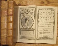 GOLDSMITH (Oliver) Poems and Plays, 12mo, engr. frontis., title & 3 plates, calf, L., Newbery, 1780;