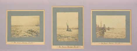 Three photographs of 'The Frozen Thames, Feb 1895', each around 2.75