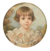 French School, Circa 1900, a pencil and pastel study of a young child, indistinctly signed, 11.5