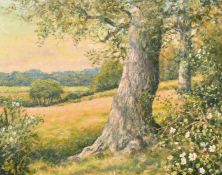 Mervyn Goode (20/21st Century), 'Dogroses under the Oak, Early Summer', oil on canvas, signed, 8