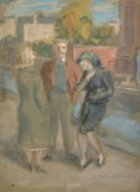Thomas Rathmell (1912-1990), 'A Jest in the Street', watercolour, signed, 14.5