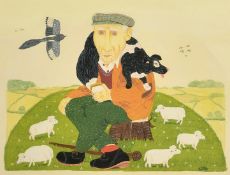 Mervyn Grist (20th Century), 'Get Down Shep', watercolour, signed, 13