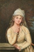 19th Century English School, a portrait of Lady Townsend, watercolour, 8.75