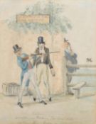 Attributed to Henry Heath, early 19th Century, 'Out of My Way Perkins, I'm Sure I Shall Hit Him This